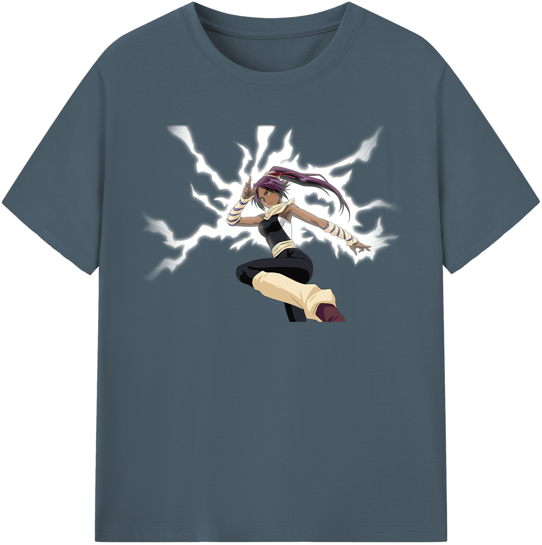 （画像用） ブリーチ 四楓院 夜一（しほういん よるいち） BLEACH Shihouin Yoruichi 綿100％半袖Tシャツ（フロントプリント）